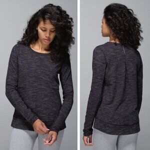 LULULEMON Exhalation Pullover II Size 6 Heathered Marled Black